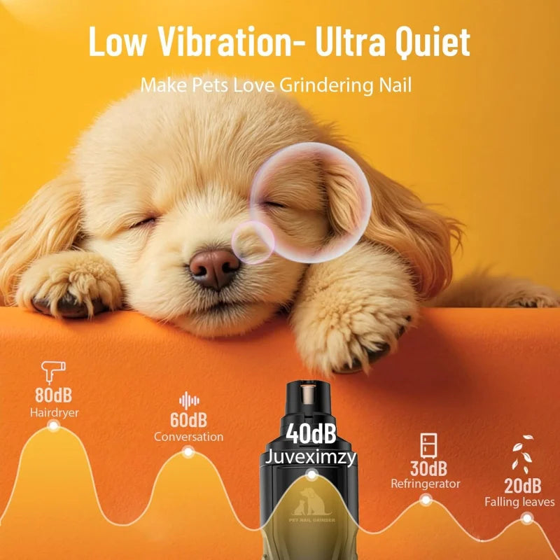 5 Speed Quiet Rechargeable Pet Nail Grinder LED Light Adjustable Safety Guard for Small Medium Large Dogs Cats Dog Nail Trimmer