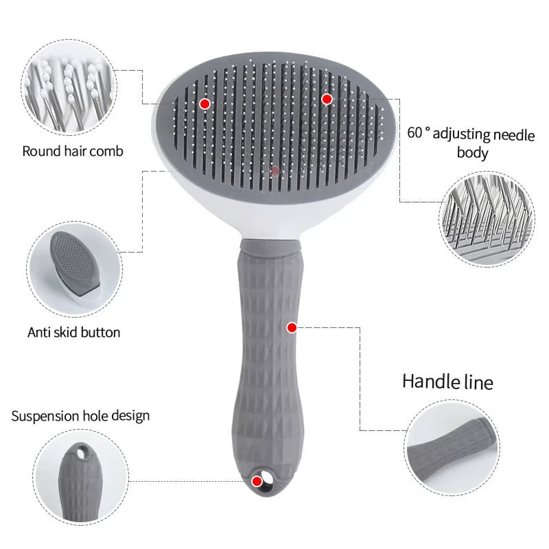 Pet One Button Self Cleaning Slicker Brush Automatic Hair Remover Comb Dog Cat Massage Needle Comb For Pet Beauty Care Supplies