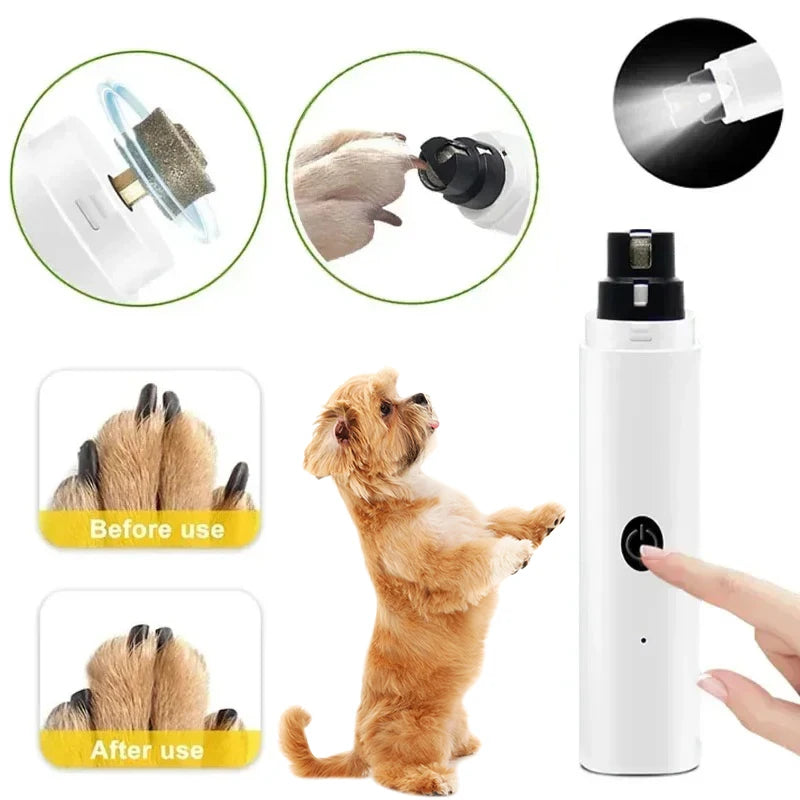 Electric Dog Nail Clippers Rechargeable USB Charging LED Light Quiet Cat Nail Grinders Pet Paws Nail Grooming Kitten Supplies