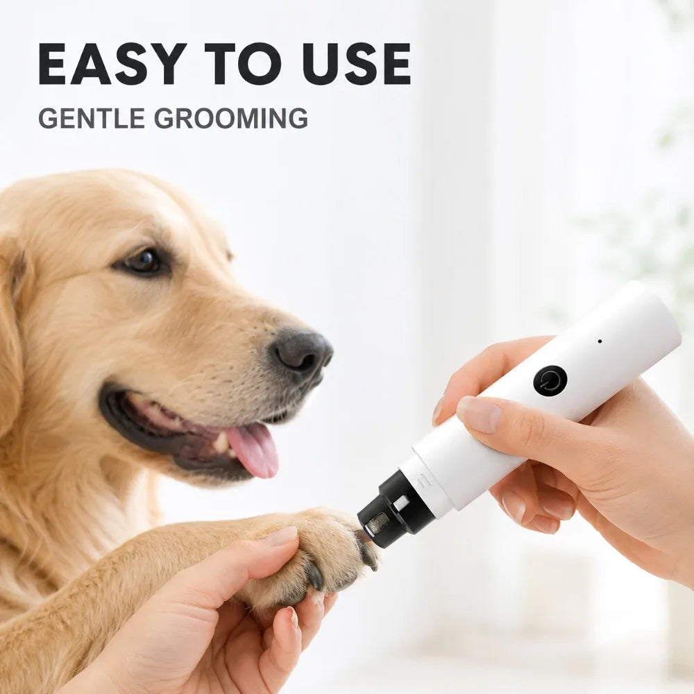 Rechargeable Pet Nail Grinder Electric Dog Cat Claw Trimmer LED Light Safety Guard Quiet Grooming File Tool