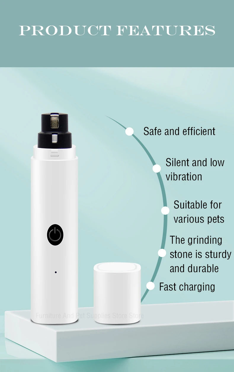 Electric Dog Nail Clippers for Dog Nail Grinders Rechargeable USB Charging LED Light Pet Quiet Cat Paws Nail Grooming Supplies