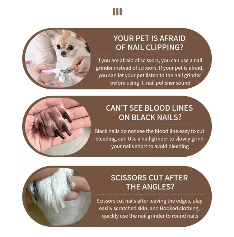 New Electric Dog Nail Clippers Rechargeable USB Charging LED Light Quiet Cat Nail Grinders Pet Paws Nail Grooming Supplies