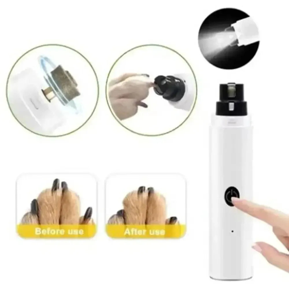 Electric Pet Nail Grinder Quiet Safe Pet Nail Trimmer USB Charging with LED Pet Nail Clipper for Grooming Cleaning Pet Supplies.