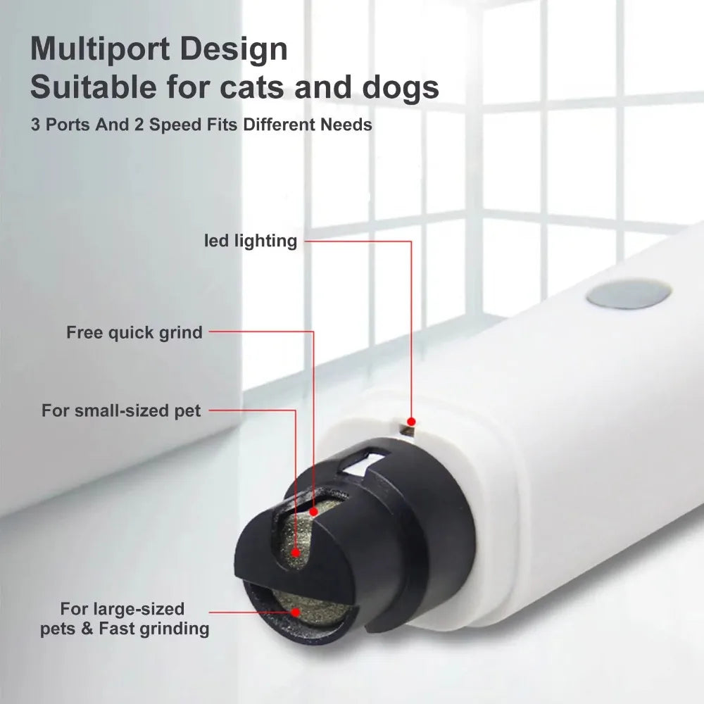Quiet Electric Pet Nail Grinder Rechargeable Dog Cat Claw Trimmer LED Light Safety Guard Puppy Nail File Supplies