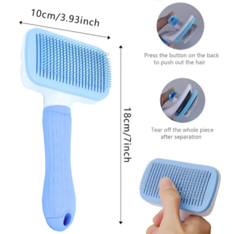 Pet Dog Brush Cat Comb Self Cleaning Pet Hair Remover Brush For Dogs Cats Grooming Tools Pets Dematting Comb Dogs Accessories