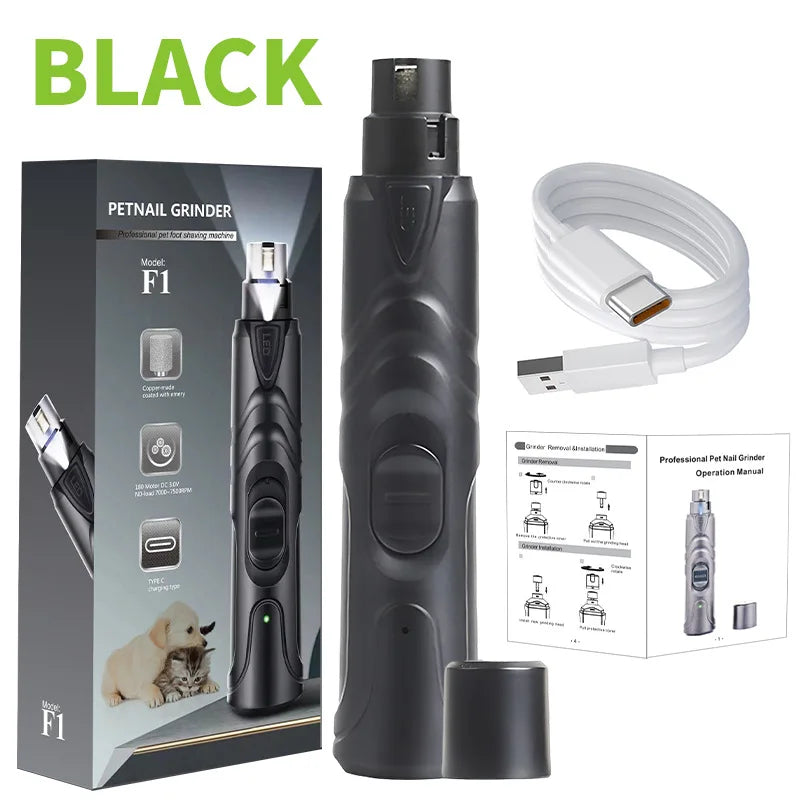 USB Rechargeable Pet Nail Grinder with LED Illumination, 2 Speed Quiet Electric Nail Trimmer, Painless Pet Nail Clipper for Dogs