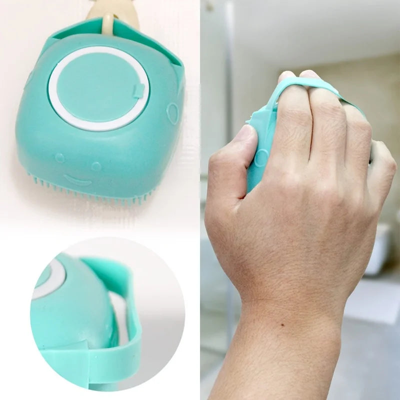 Silicone Dog Bath Massage Gloves Brush Pet Cat Bathroom Cleaning Tool Comb Brush for Dog Can Pour Shampoo Dog Grooming Supplies
