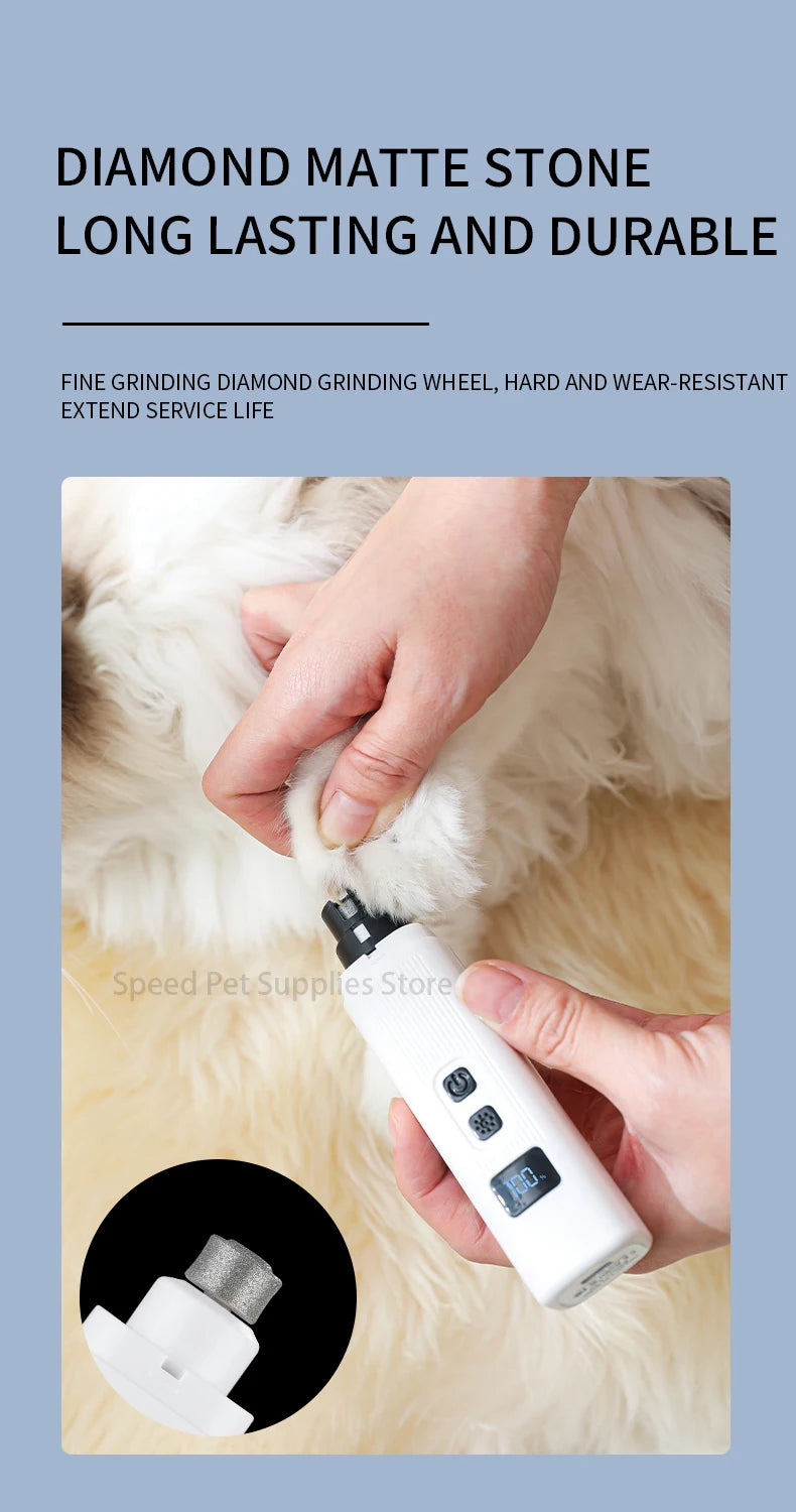 Electric Dog Nail Clippers for Dog Nail Grinders Rechargeable USB Charging LED Light Pet Quiet Cat Paws Nail Grooming Supplies