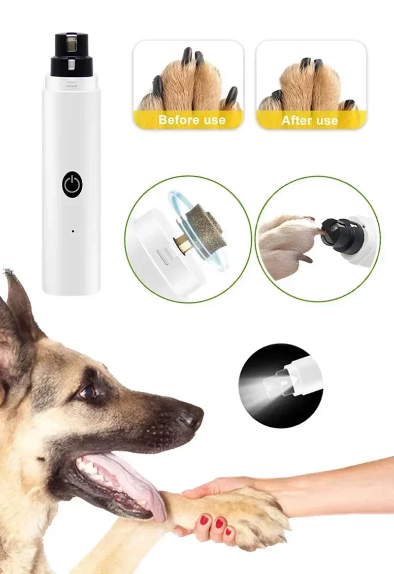 Electric Dog Cat Nail Clippers Rechargeable USB Charging LED Light for Pet Dog Quiet Nail Grinders Paws Nail Grooming Supplies