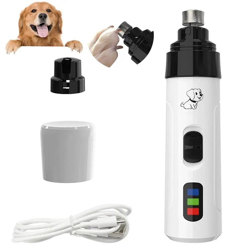 Dog Nail Grinder USB Rechargeable Electric Pet Paws Clipper Super Quiet Rechargeable Electric Dog Nail Trimmer Painless With LED