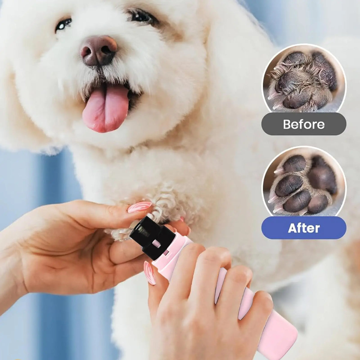 Painless Electric Pet Nail Grinder for Dogs Cats Quiet Claw Trimmer with LED Light Safety Guard Rechargeable Nail File Tool