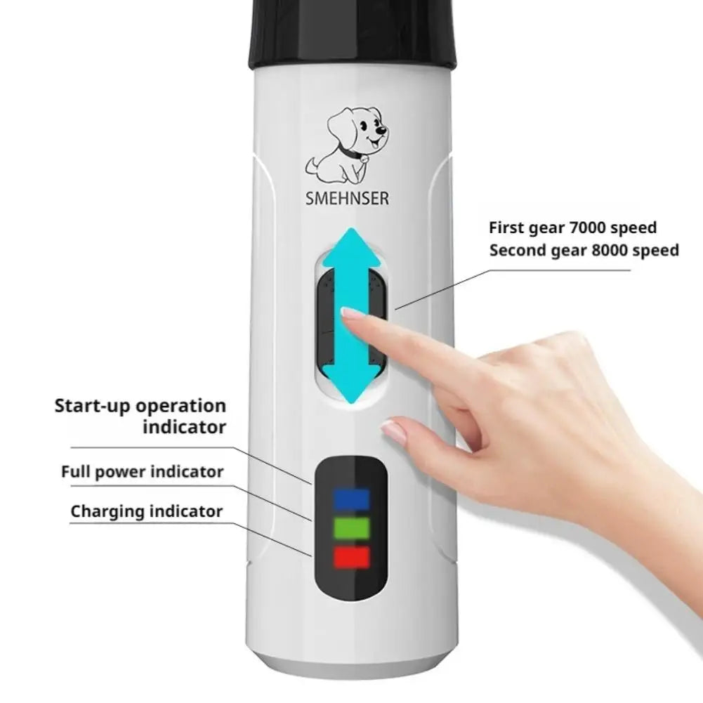 LED Electric Pet Nail Grinder Ultra Quiet USB Rechargeable Pet Nail Trimmer With LED Light Low Noise Paw Care Tool For Dogs Cats