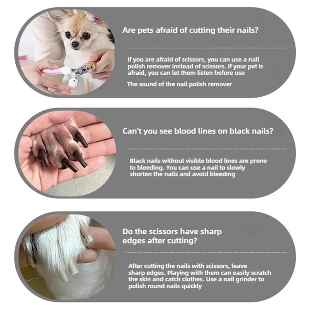 Dog Nail Grinder USB Rechargeable Electric Pet Paws Clipper Super Quiet Rechargeable Electric Dog Nail Trimmer Painless With LED