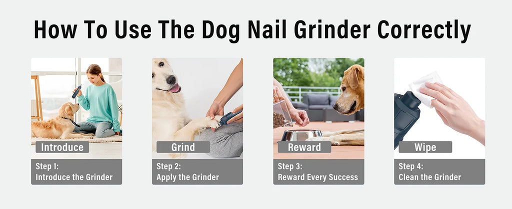 JOYU 6-Speed Quiet Pet Nail Grinder Electric Dog Nail Trimmer Paws Clippers with Dual LED Lights for Cats Claws Cutter Grooming