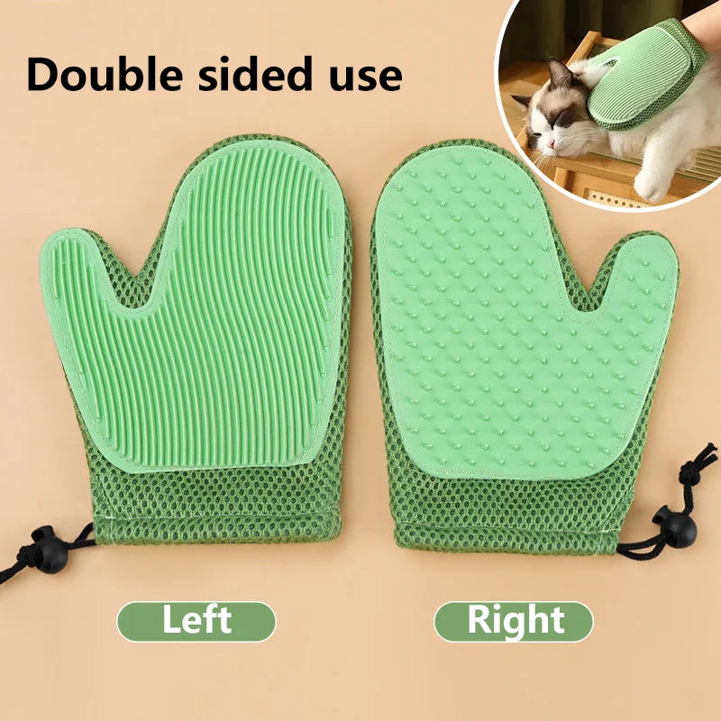 Pet Grooming Glove Efficient Cat Dog Hair Remover Gentle Massage Tool Double Sided Brush Stress Free Easy Hand Wash Remover Glov