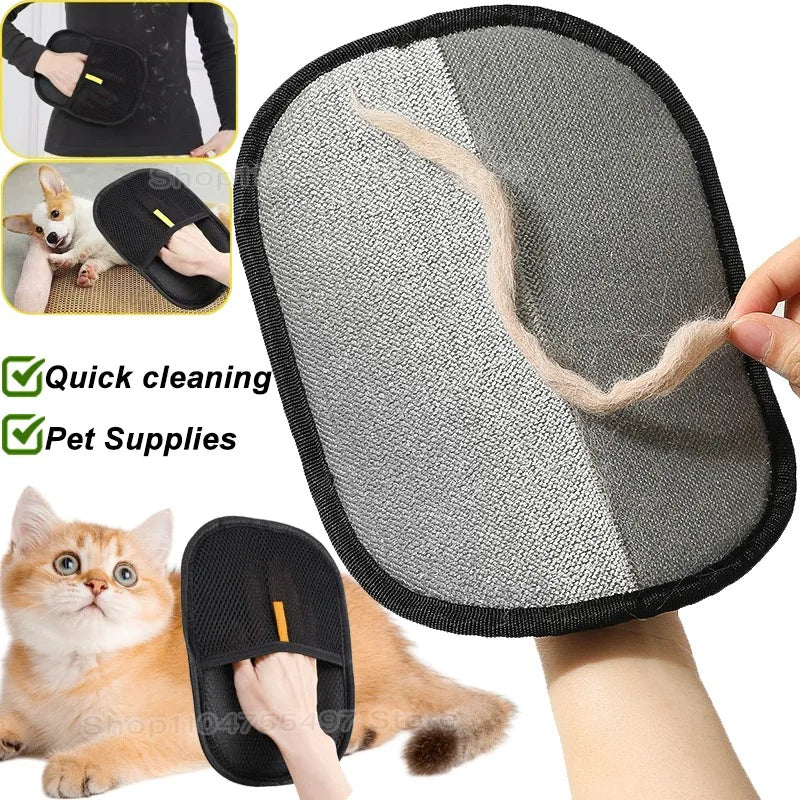 Reusable Electrostatic Pet Hair Removal Mitts Cat Dog Hair Remover Brush Sticking Device Home Hair Scraper Cat Grooming Gloves