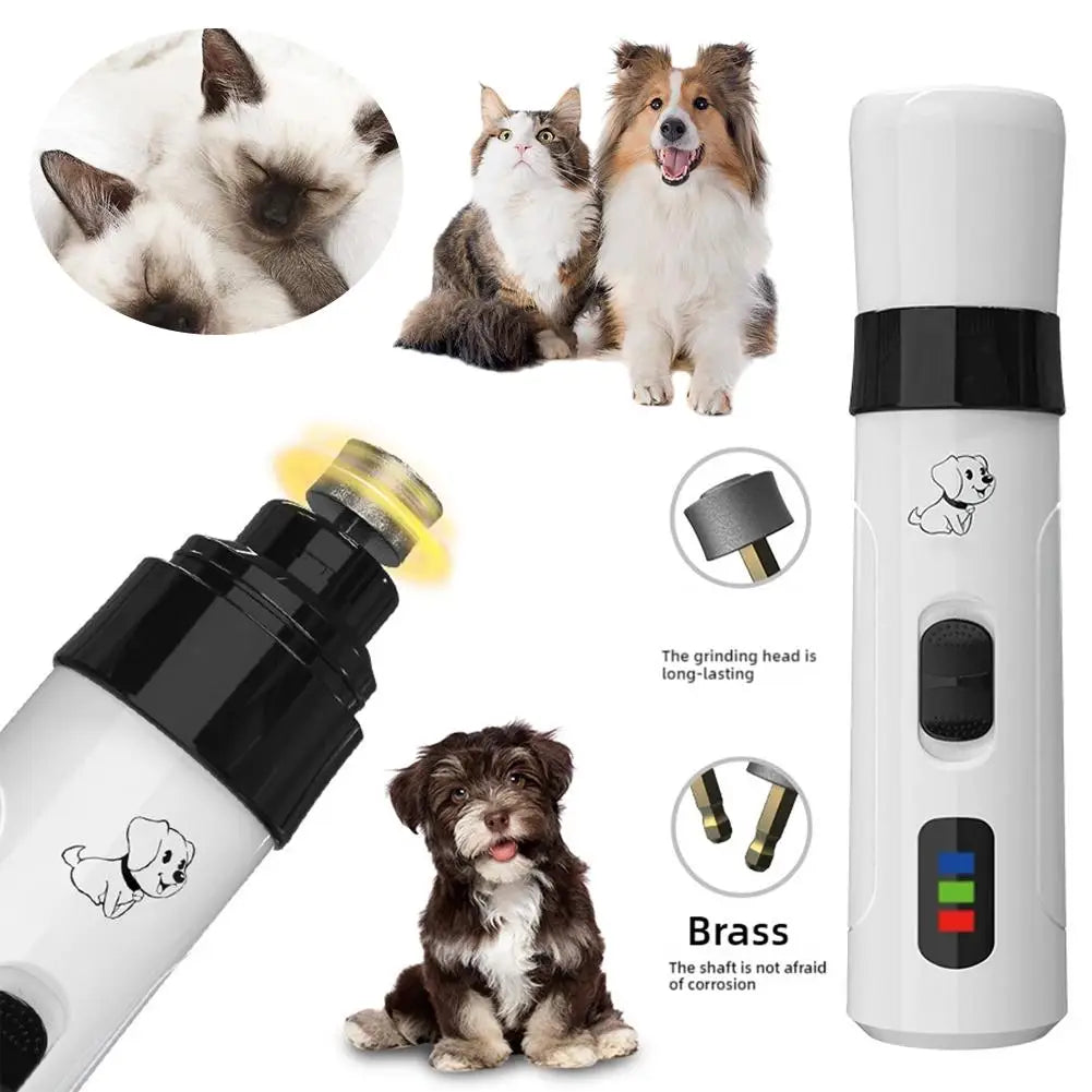 Dog Nail Grinder USB Rechargeable Electric Pet Paws Clipper Super Quiet Rechargeable Electric Dog Nail Trimmer Painless With LED