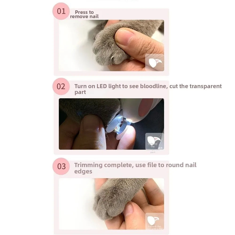 Pet Care Safe Design Dog Nail Clipper Labor-saving Quiet Cat Nail Grinder Safe LED Pet Claw Trimmer Cat Claw Care