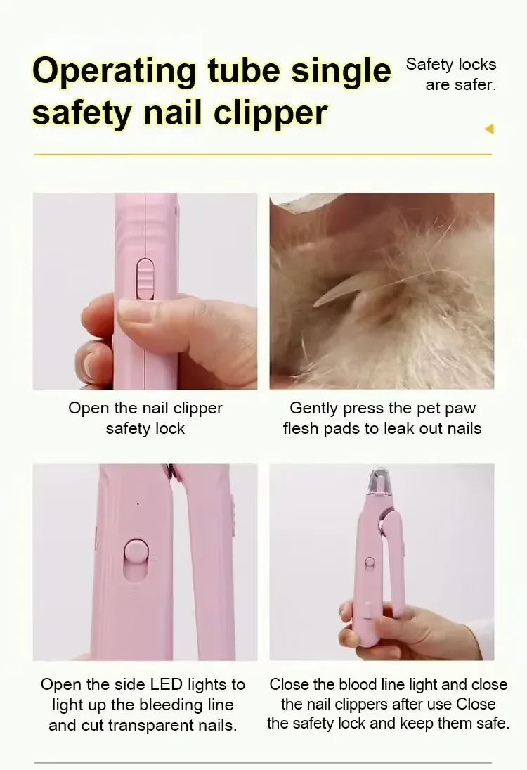 Pet Nail Clippers, Quiet Pet Nail Grinder With LED Lights for Large Medium Small Puppy Dogs and Cats, Pet Nail Grooming Tool