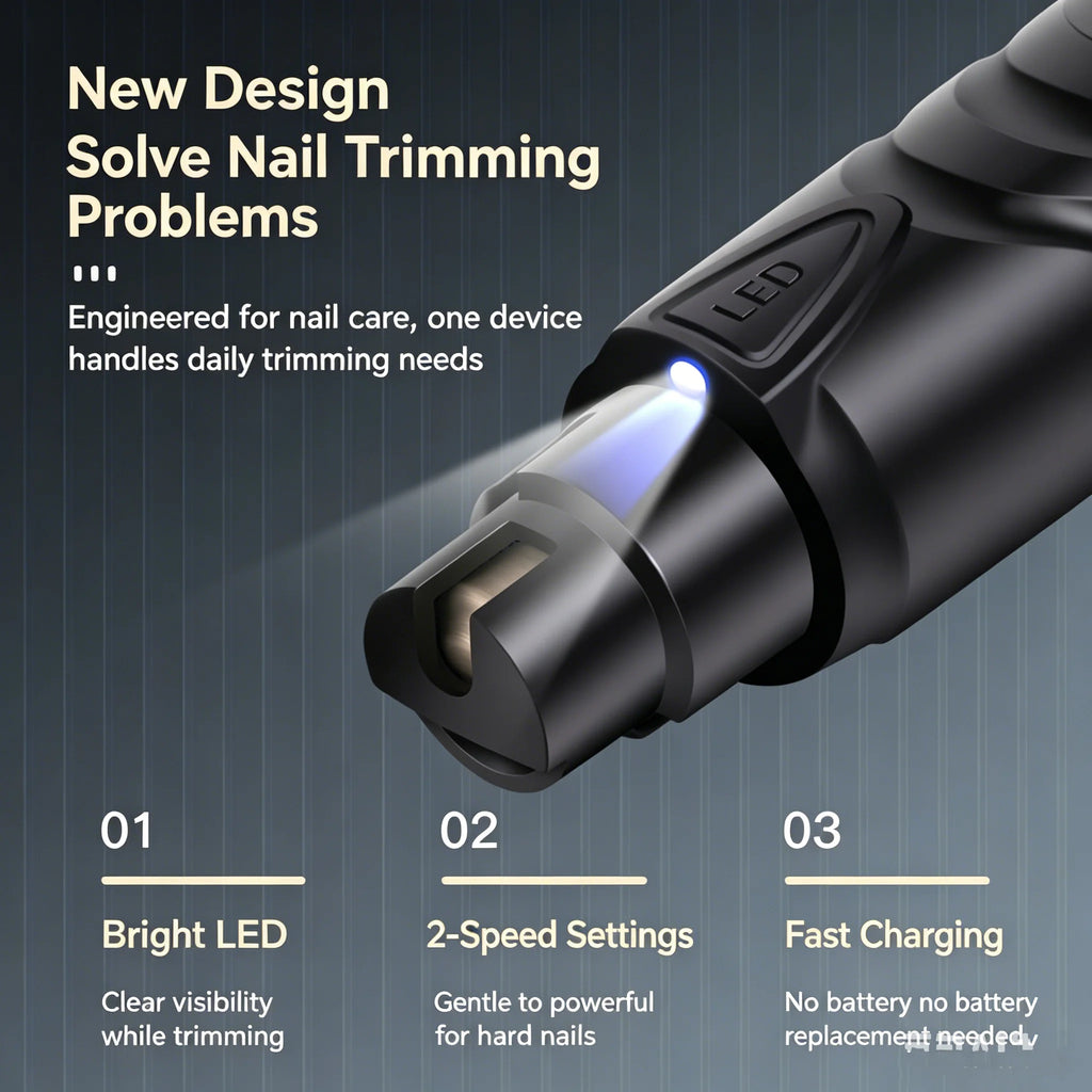 Pet Nail Grinder with LED Illumination 2 Speed Setting Quiet Nail Trimmer USB Rechargeable for Dogs Pets