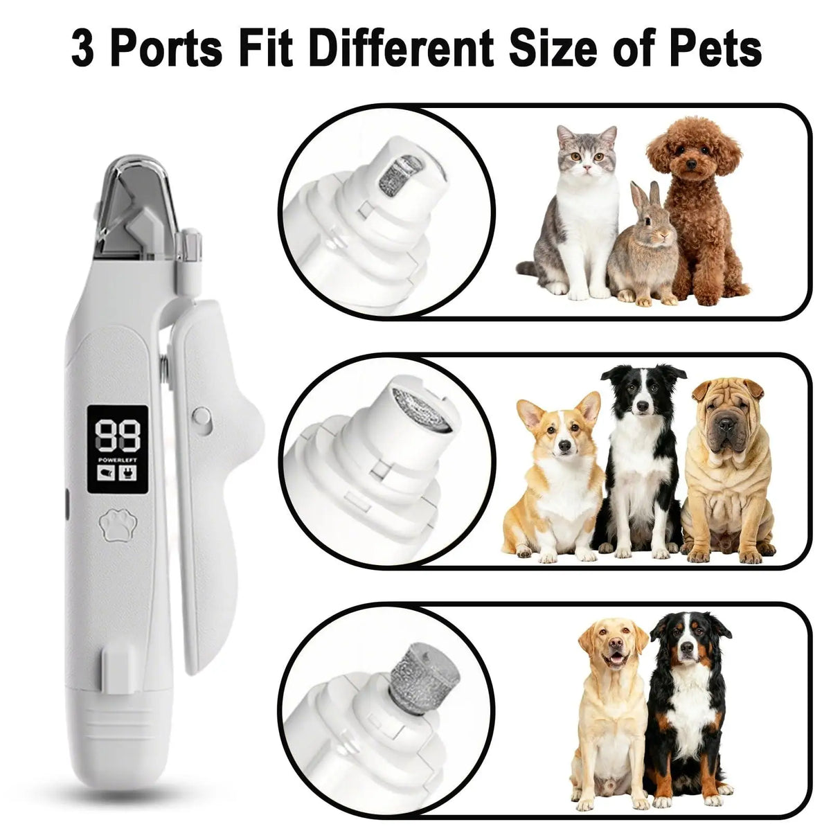 Pet Nail Clippers for Dog & Cat Low Noise Electric Pet Nail Trimmer  with LED Light Rechargeable Quiet Nail Clipper Grinder