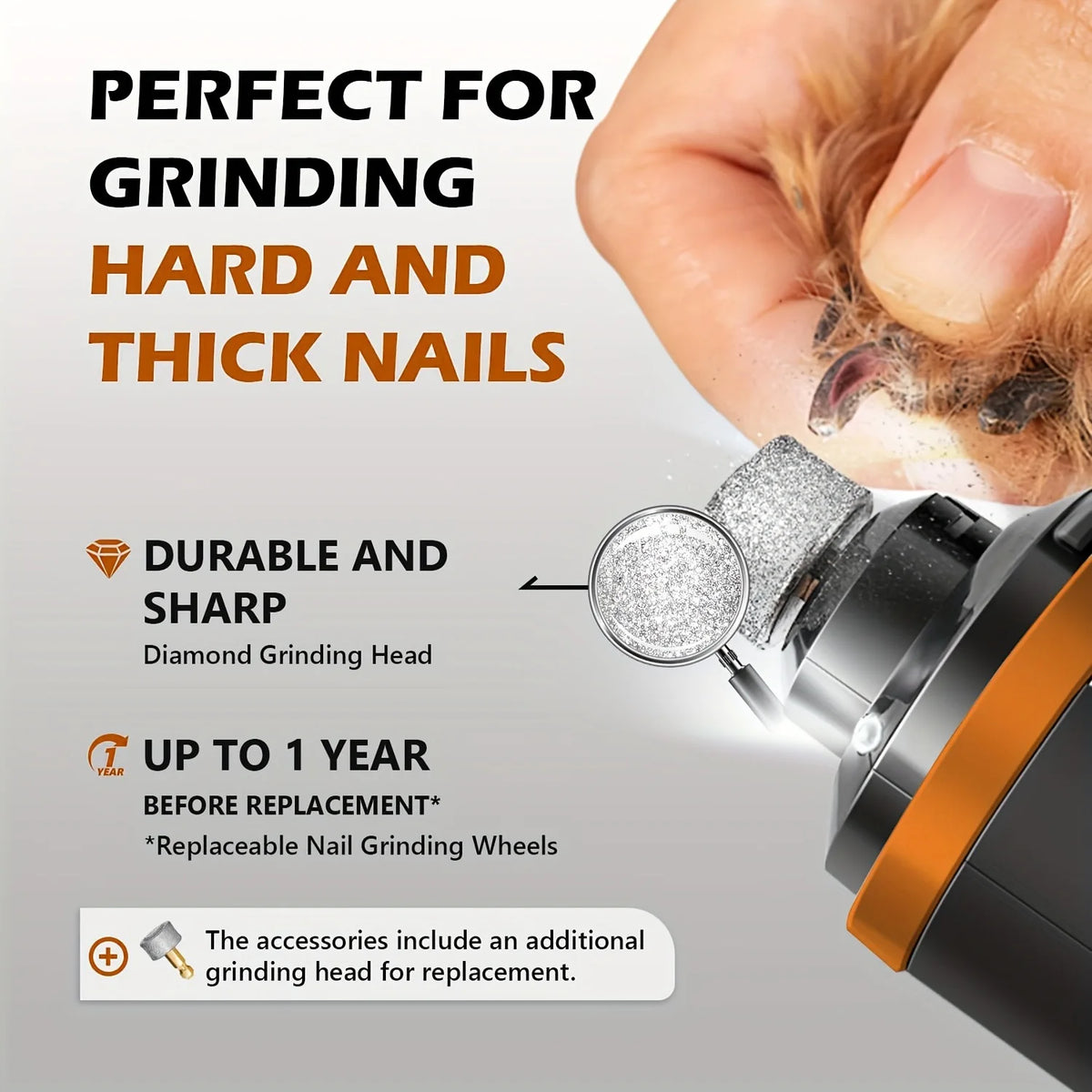 New Electric Pet Nail Grinder: 5-Speed Adjustable, Quiet Operation, for Dogs, Cats, and Large Breeds, with Dual LED Lights