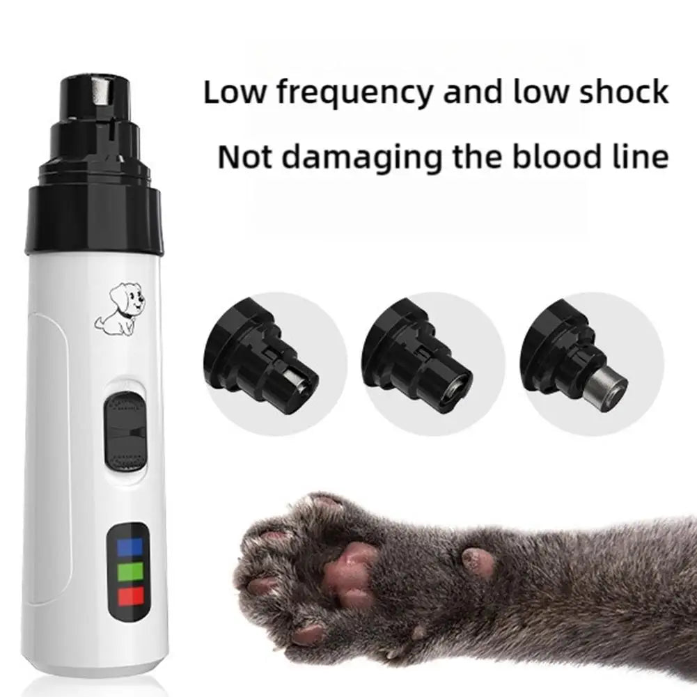 Dog Nail Grinder USB Rechargeable Electric Pet Paws Clipper Super Quiet Rechargeable Electric Dog Nail Trimmer Painless With LED