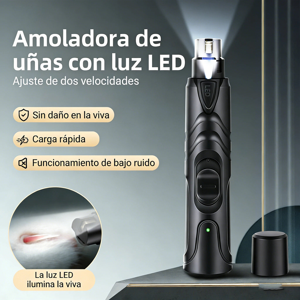 USB Rechargeable Pet Nail Grinder with LED Illumination, 2 Speed Quiet Electric Nail Trimmer, Painless Pet Nail Clipper for Dogs