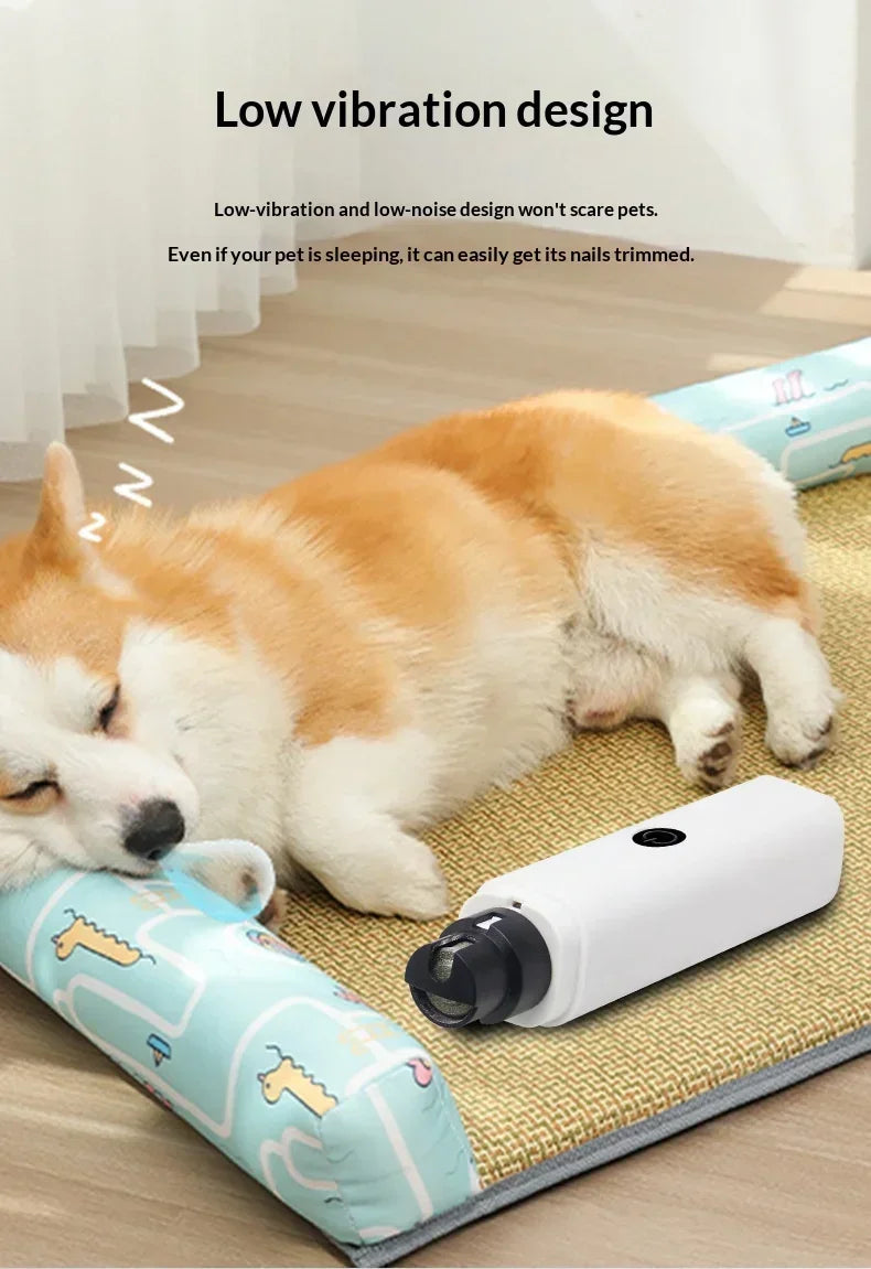 Electric Pet Nail Grinder for Dogs Cats, Quiet Claw Trimmer with LED Light & Safety Guard, Rechargeable Puppy Nail File Painless