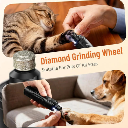 5 Speed Quiet Rechargeable Pet Nail Grinder LED Light Adjustable Safety Guard for Small Medium Large Dogs Cats Dog Nail Trimmer