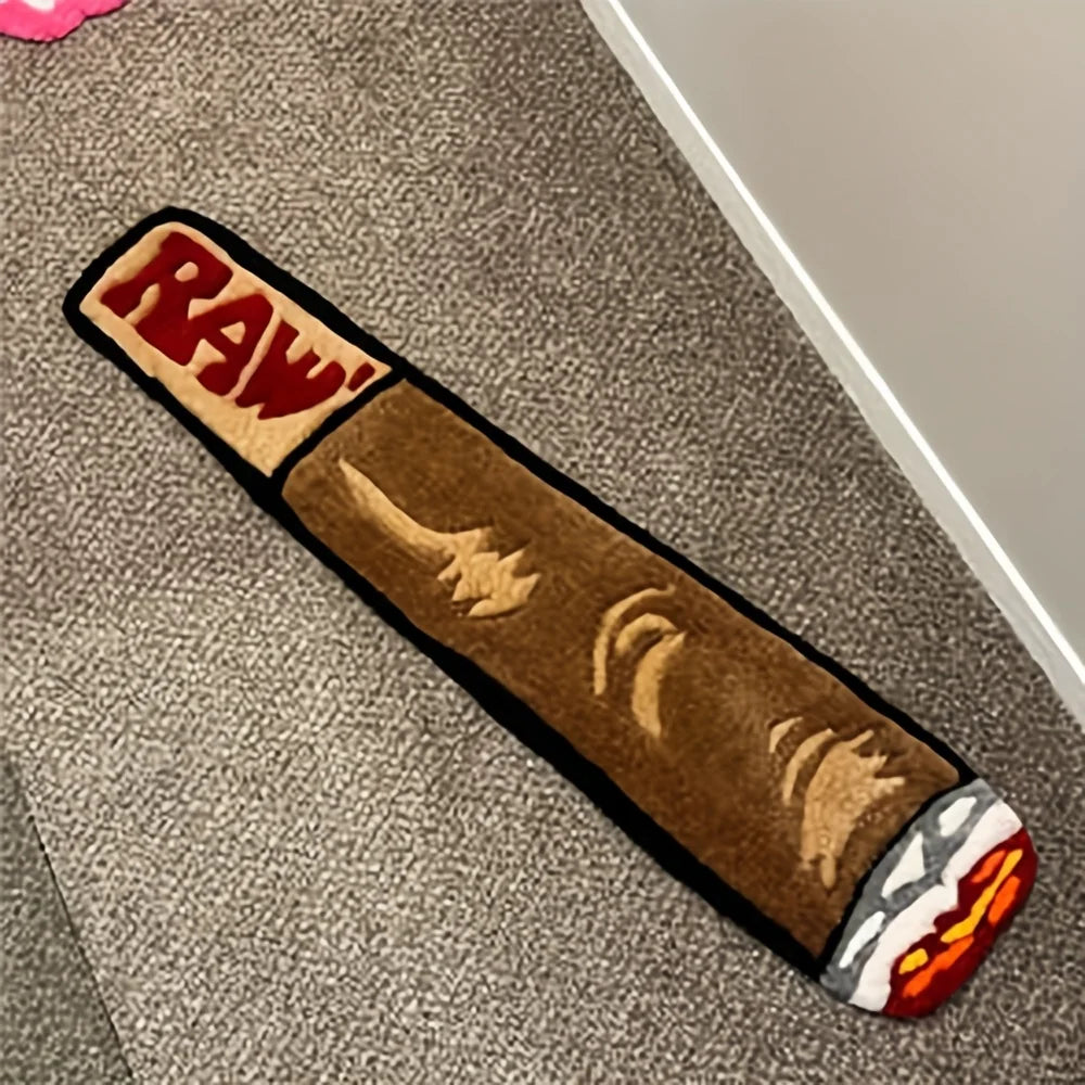 VIKAMA Modern Cigarette Shaped Floor Mat Living Room Bedroom Resting Area Soft and Machine Washable Home Decoration
