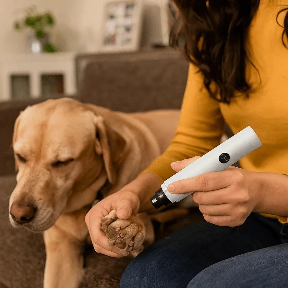 Electric Pet Nail Grinder Quiet Safe Pet Nail Trimmer USB Charging with LED Pet Nail Clipper for Grooming Cleaning Pet Supplies.