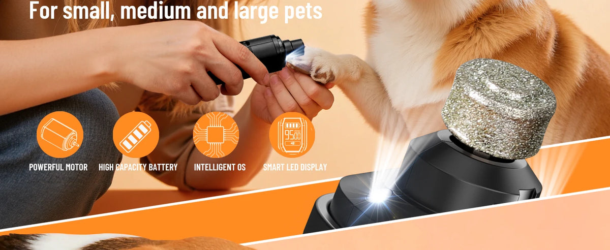 5 Speed Quiet Rechargeable Pet Nail Grinder LED Light Adjustable Safety Guard for Small Medium Large Dogs Cats Dog Nail Trimmer