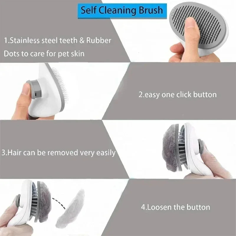 Self Cleaning Slicker Brush for Dogs Cats, Pet Hair Remover Deshedding Comb, Dematting Grooming Tool for Long Short Hair Pets