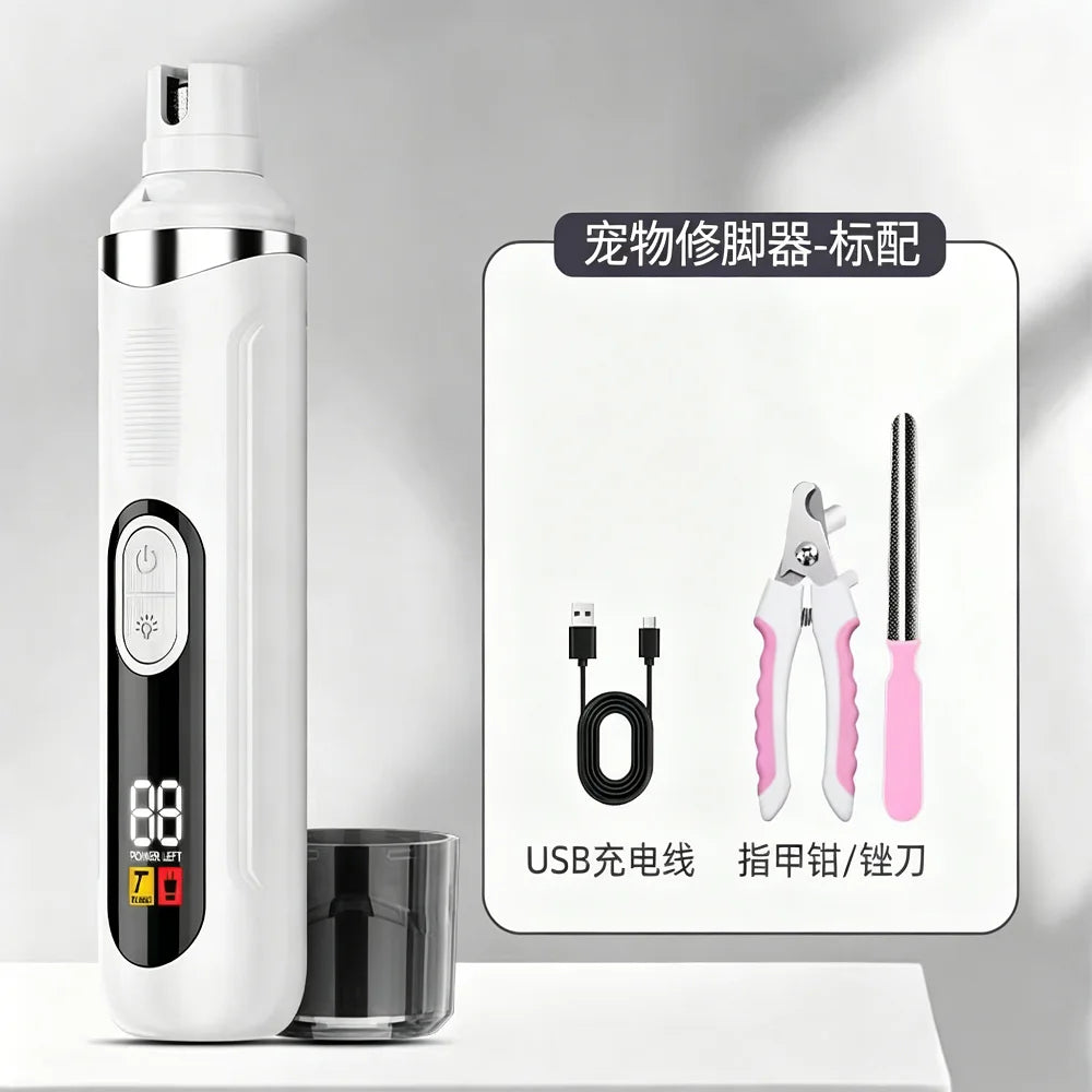 New Electric Dog Nail Clippers Rechargeable USB Charging LED Light Quiet Cat Nail Grinders Pet Paws Nail Grooming Supplies