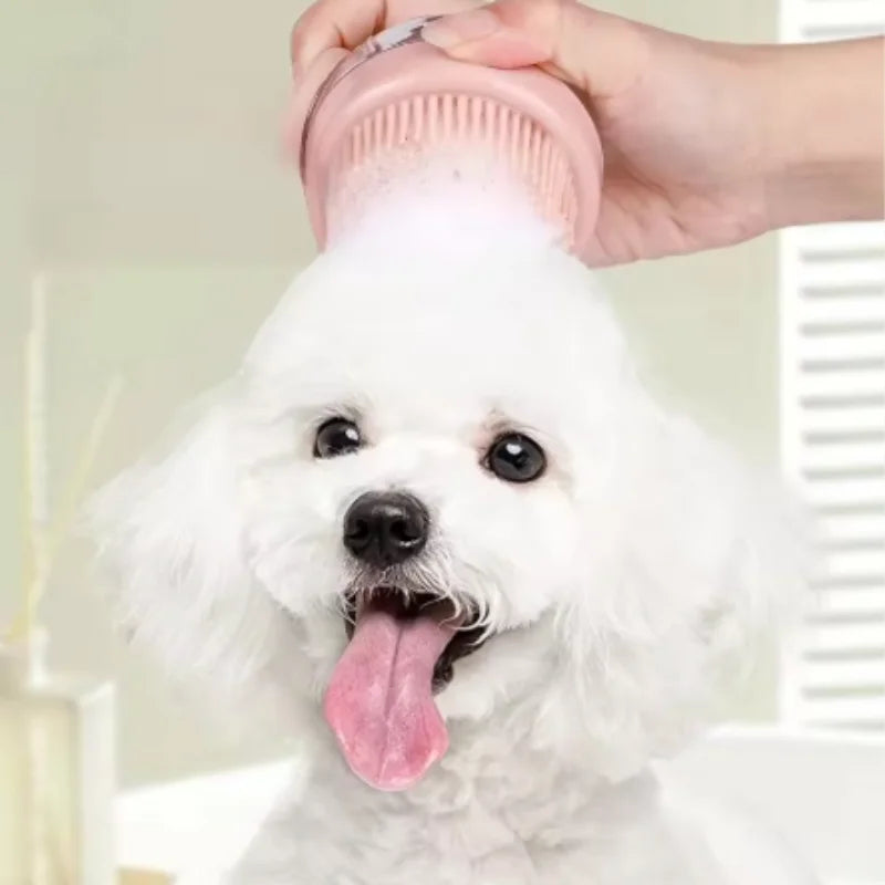 Silicone Dog Bath Massage Gloves Brush Pet Cat Bathroom Cleaning Tool Comb Brush for Dog Can Pour Shampoo Dog Grooming Supplies