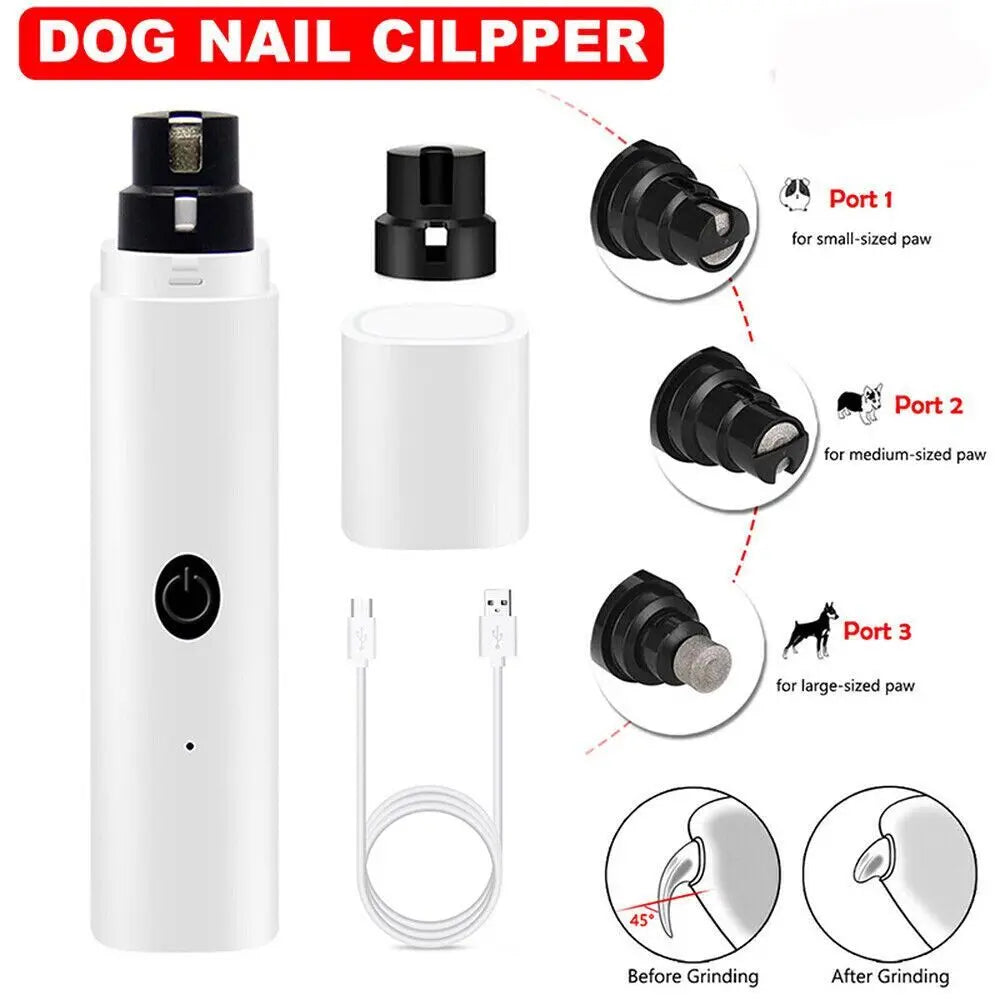 Fashion LED Light Electric Pet Nail Grinder Rechargeable Quiet Puppy Nail File Pet Supplies Portable Paws Nail Cutter Dog Cat