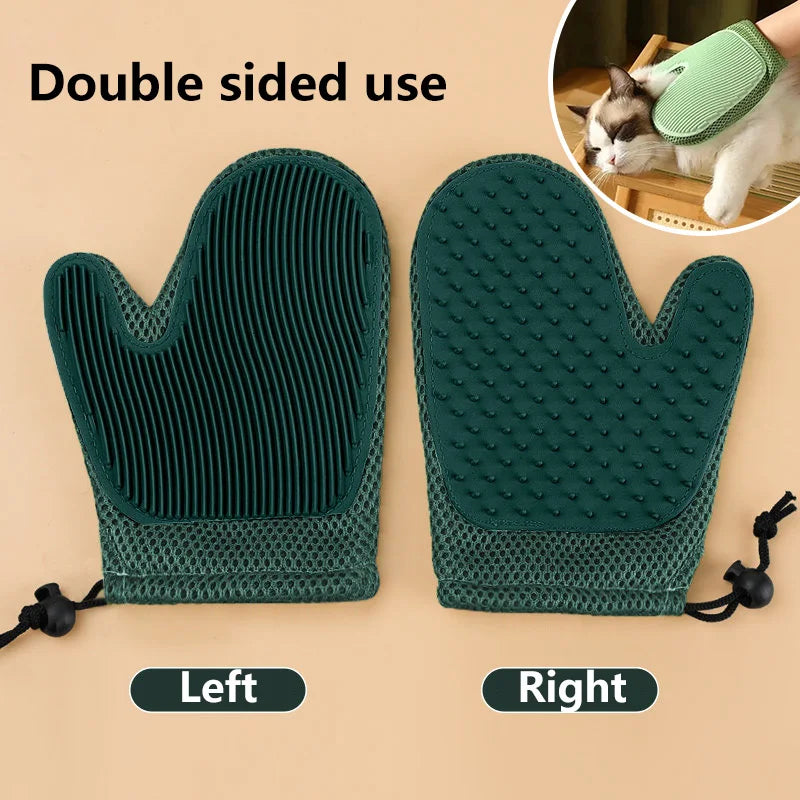 Pet Grooming Glove Efficient Cat Dog Hair Remover Gentle Massage Tool Double Sided Brush Stress Free Easy Hand Wash Remover Glov