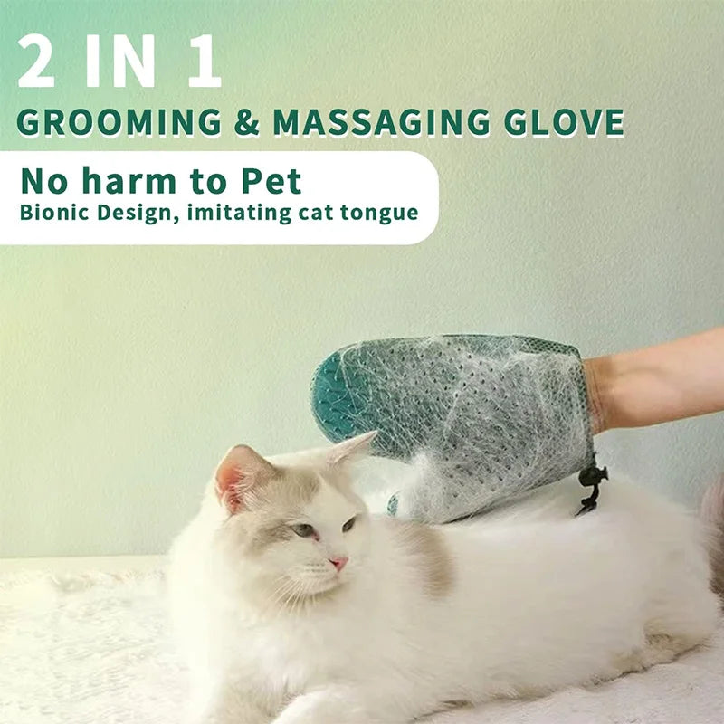 Pet Grooming Glove Efficient Cat Dog Hair Remover Gentle Massage Tool Double Sided Brush Stress Free Easy Hand Wash Remover Glov