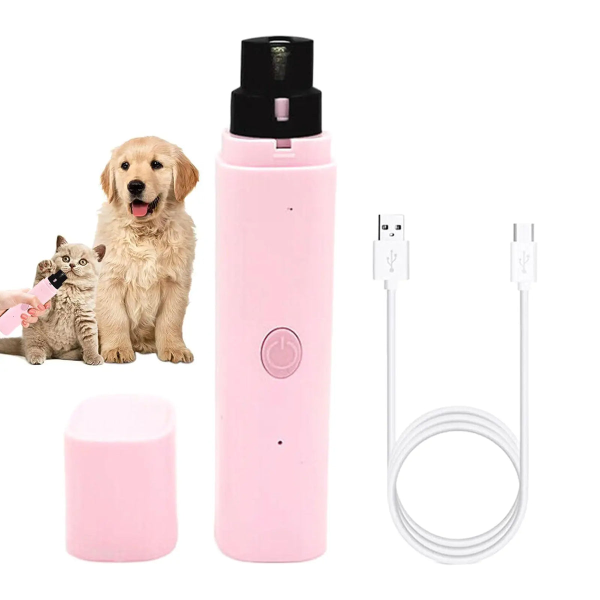 Painless Electric Pet Nail Grinder for Dogs Cats Quiet Claw Trimmer with LED Light Safety Guard Rechargeable Nail File Tool