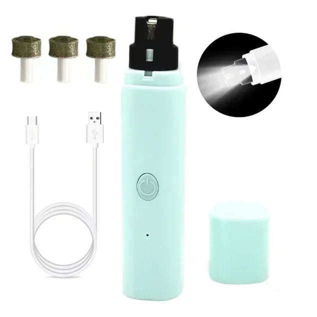 Electric Pet Nail Grinder for Dogs Cats, Quiet Claw Trimmer with LED Light & Safety Guard, Rechargeable Puppy Nail File Painless