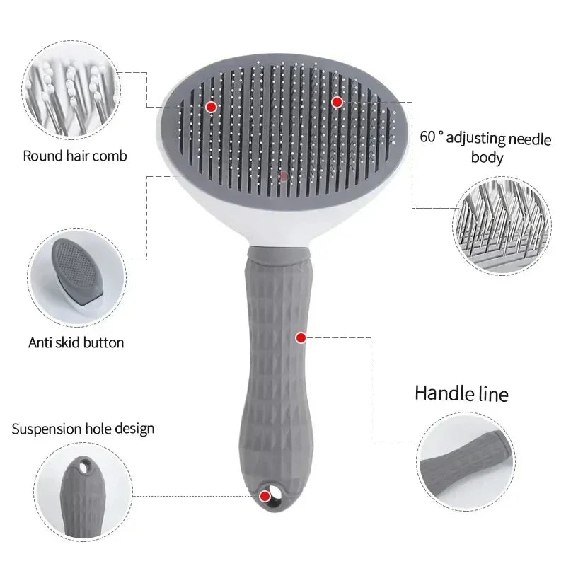 Self Cleaning Slicker Brush for Dogs Cats, Pet Hair Remover Deshedding Comb, Dematting Grooming Tool for Long Short Hair Pets