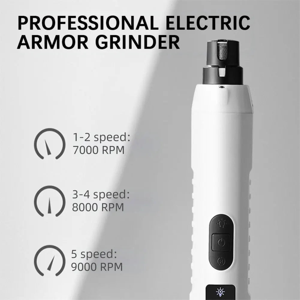 Upgraded 5 Speed Dog Nail Grinder with LED Lights Quiet Electric Pet Nail Trimmer Dog Paws Grooming Smoothing Tool