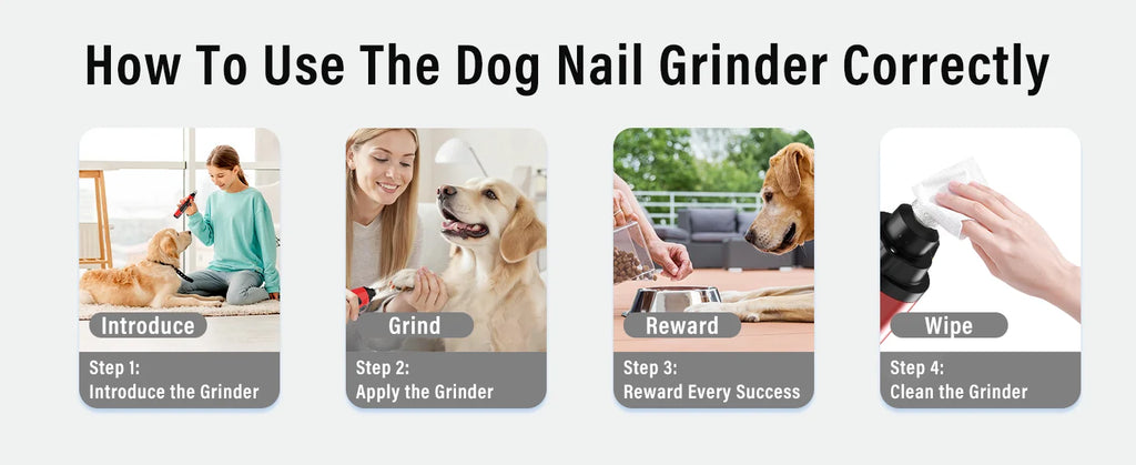 JOYU Rechargeable Dog Nail Grinder with LED Light - 6 Speed Quiet Electric Pet Nail Trimmer for Small Medium Large Dogs & Cats