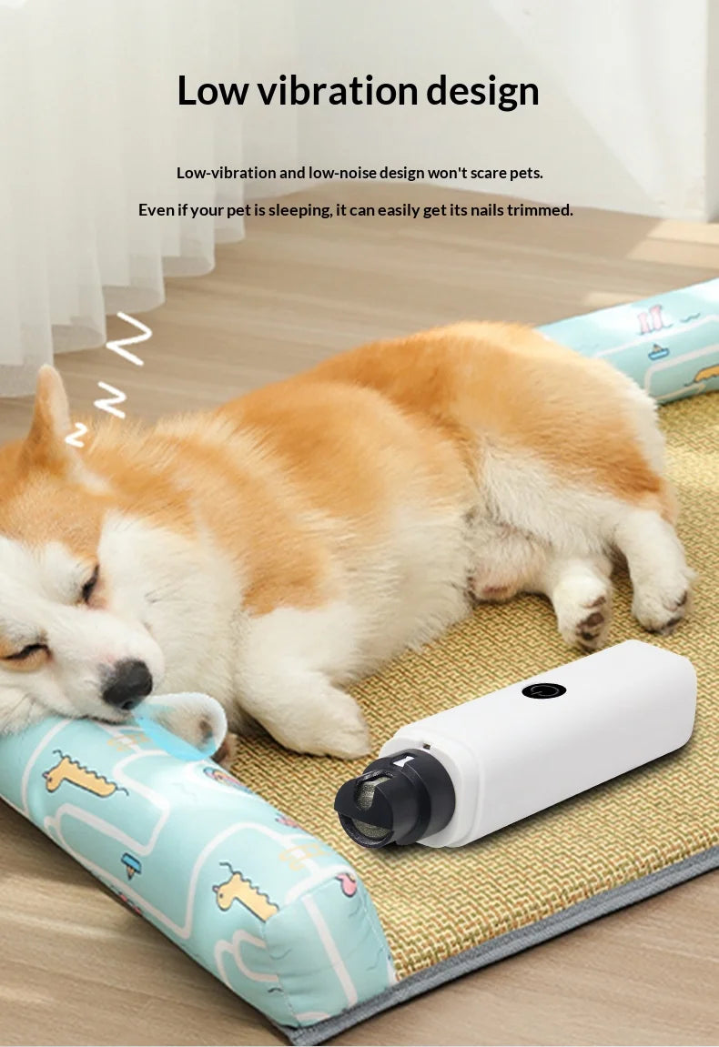 Electric Pet Nail Grinder for Dogs Cats, Quiet Claw Trimmer with LED Light & Safety Guard, Rechargeable Puppy Nail File Painless