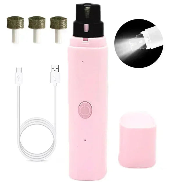 Electric Pet Nail Grinder for Dogs Cats, Quiet Claw Trimmer with LED Light & Safety Guard, Rechargeable Puppy Nail File Painless