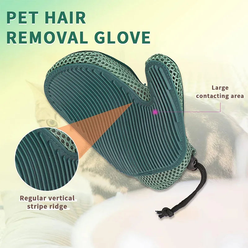Pet Grooming Glove Efficient Cat Dog Hair Remover Gentle Massage Tool Double Sided Brush Stress Free Easy Hand Wash Remover Glov