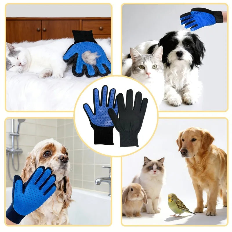 2 Pcs Cleaning Gloves Suitable for Hair Removal Tools for Dogs Cats Pet Massage and Caressing Gloves, Hair Removal Glove Brush
