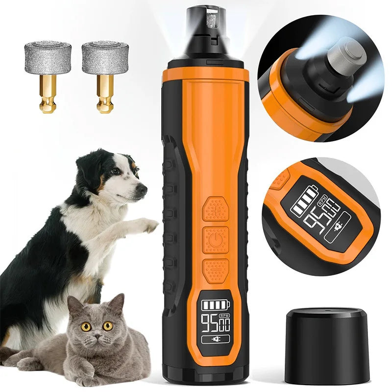 New Electric Pet Nail Grinder: 5-Speed Adjustable, Quiet Operation, for Dogs, Cats, and Large Breeds, with Dual LED Lights