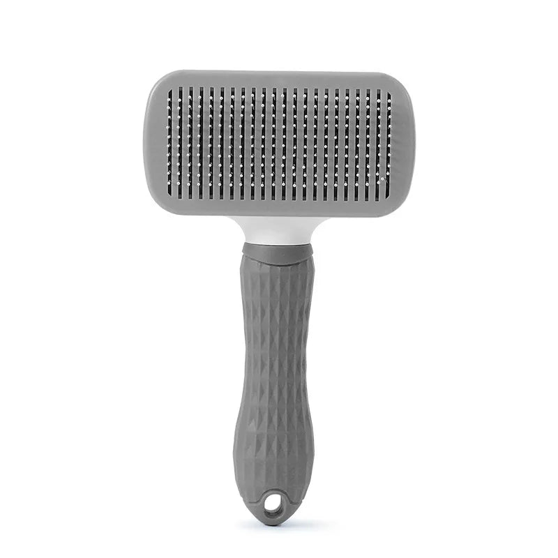 1 pet brush with easy-to-clean buttons, a pet massage comb for effective detangling and hair removal, with an ergonomic